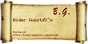 Bider Gusztáv névjegykártya